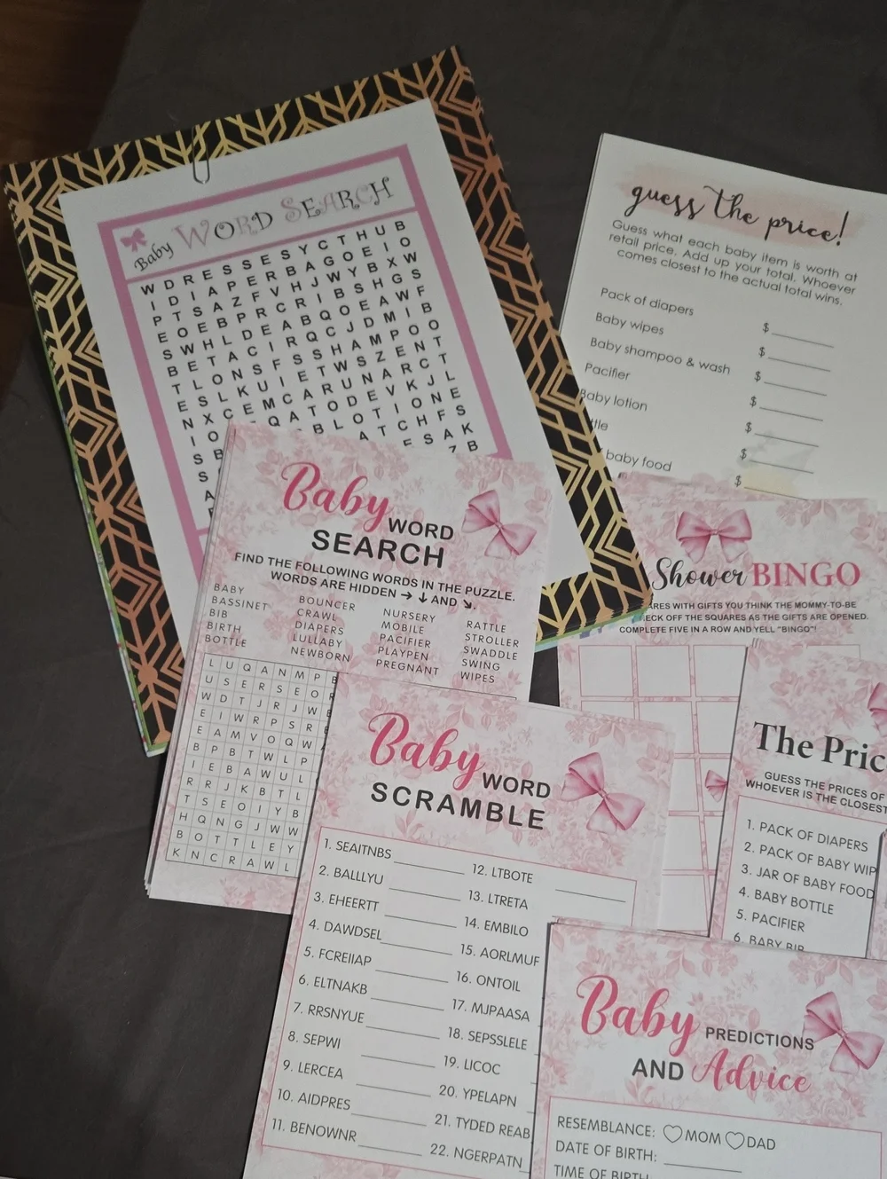 Baby Shower Game Pack – Pink Floral Party Games
